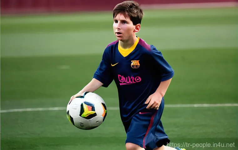리오넬 메시 바르셀로나 전설 - **A Young Dreamer's Ascent: From La Masia to Stardom**
A determined young Lionel Messi, around 1...