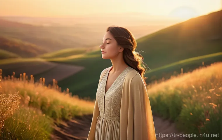 오프라 윈프리 성공 비결 - **Prompt: "The Whisper of Intuition"**
A solitary young woman, gracefully poised and dressed in ...