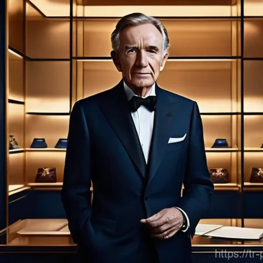 베르나르 아르노 글로벌 경제 영향 - **A Conceptual Portrait of Luxury's Architect:**
"A photorealistic, sophisticated portrait of Be...